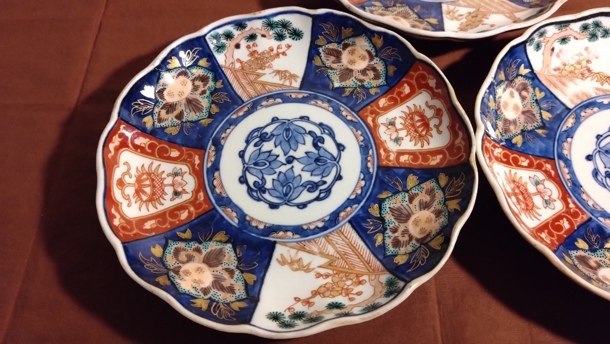 古伊万里 伊万里 色絵 金襴手 中皿 菓子皿 最上手 富貴長春 古伊万里 伊万里 色絵 金襴手 中皿 菓子皿 最上手 富貴長春