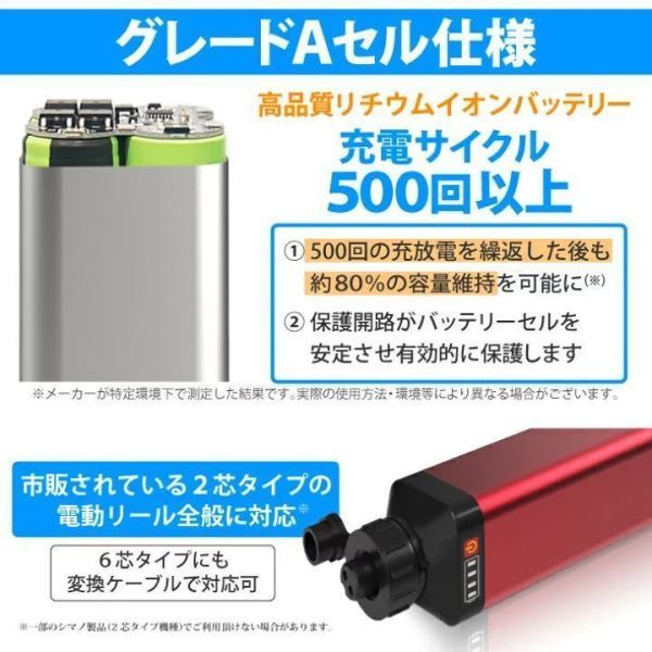 電動リールバッテリー 充電器 ポーチセット 14.8V 10000mAh DAIWA SHIMANOと互換性あり 電動リール シルバー ブルー_画像3