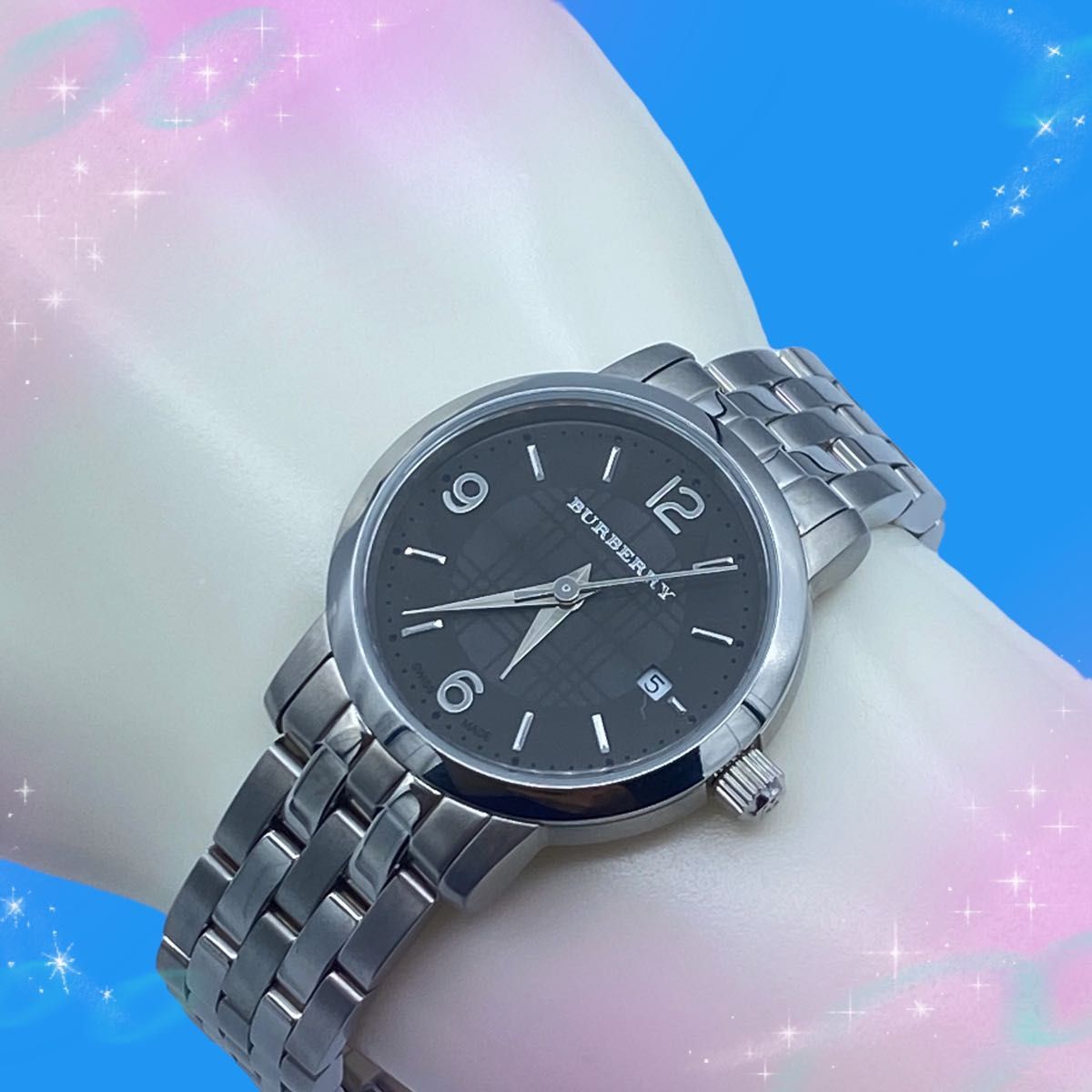 《超美品　稼動品》　バーバリー　チェック　防水　レディース腕時計　クォーツ