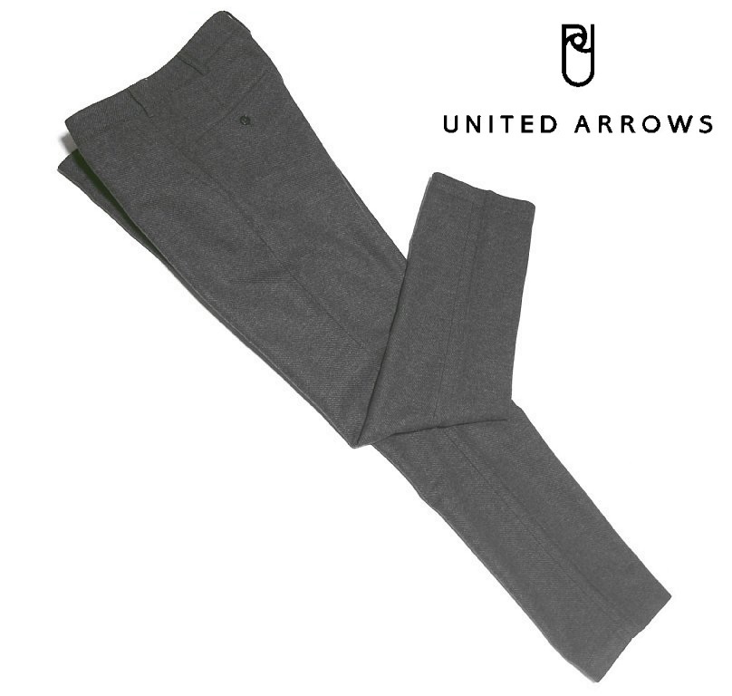 新品! ユナイテッドアローズ ウール混 ツイル テーパード パンツ グレー (XL) 送料520円☆UNITED ARROWS メンズ ロング 毛 秋冬 濃灰系 LL_画像1