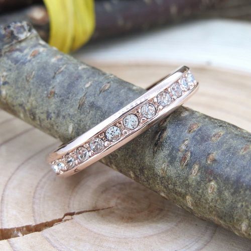 free shipping ring full Eternity pink gold 12 number Swarovski crystal 