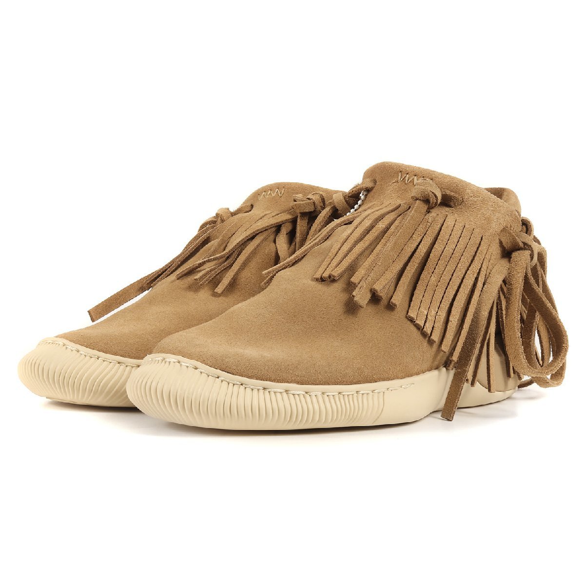 新品 visvim ビズビム サイズ:25.0cm 21SS GILA MOC LO SHAMAN COYOTE-FOLK W フリンジ スウェード モカシンシューズ キャメル WMNS US8_画像2