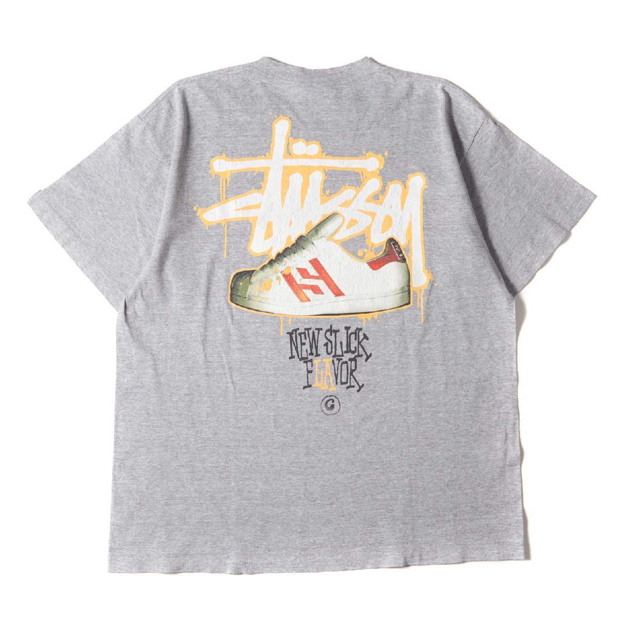 STUSSY ステューシー Tシャツ サイズ:XL 00s CUSTOMADE スニーカー グラフィック クルーネック 半袖 Tシャツ USA製 グレー 00年代