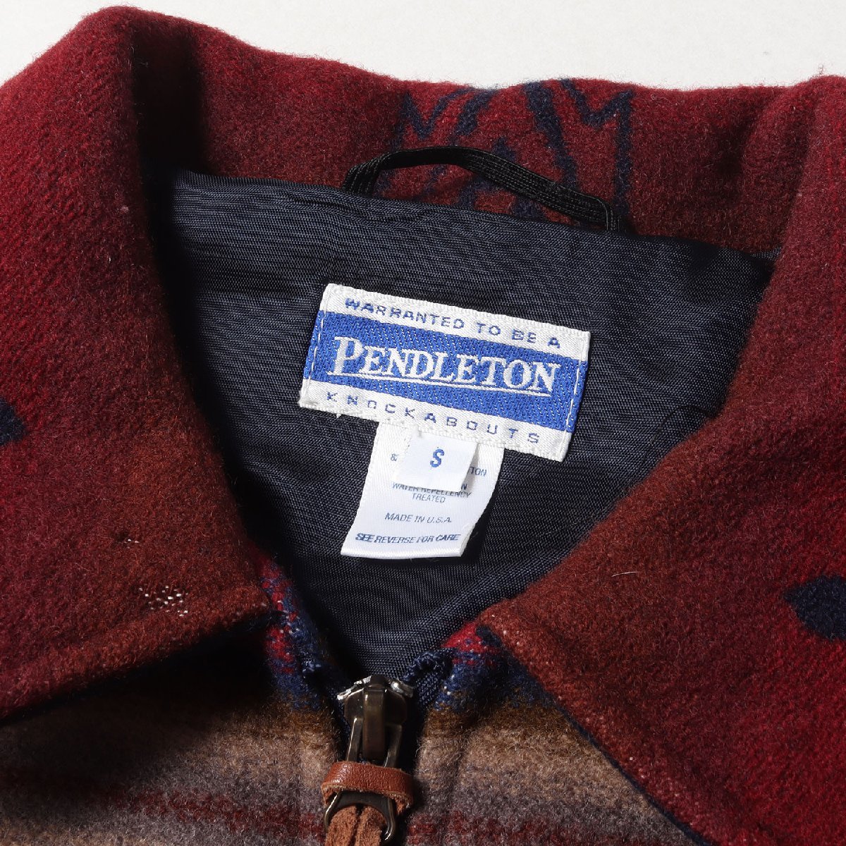 PENDLETON ペンドルトン ジャケット サイズ:S 90～00s ネイティブ柄 ウール ジップ ジャケット USA製 レッド系 アウター ブルゾン コート_画像3