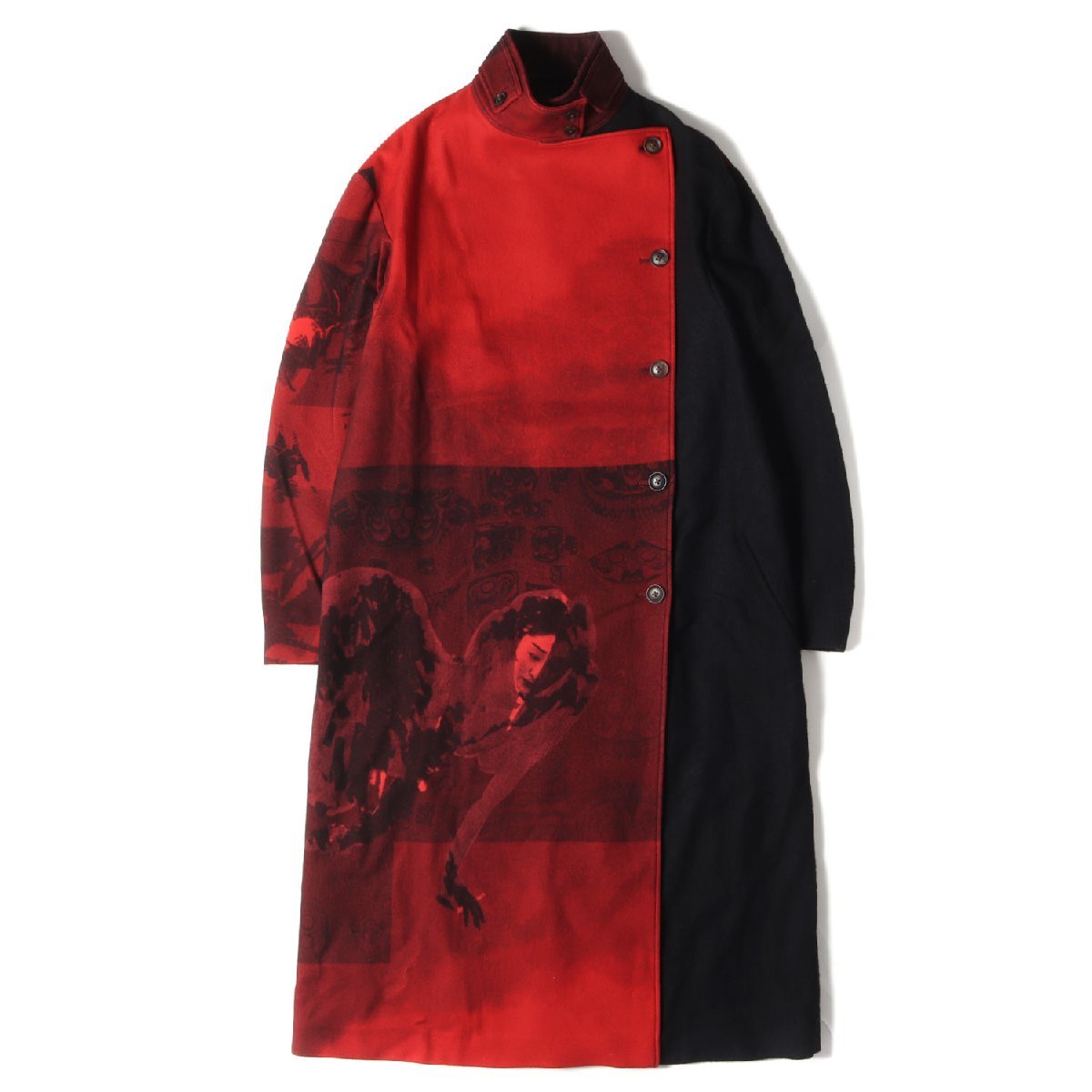 美品 Yohji Yamamoto Ys ヨウジヤマモト コート サイズ:2 RED FLANNEL JACKET HV-D44-816 POUR HOMME プールオム 18AW レッド アウター_画像1