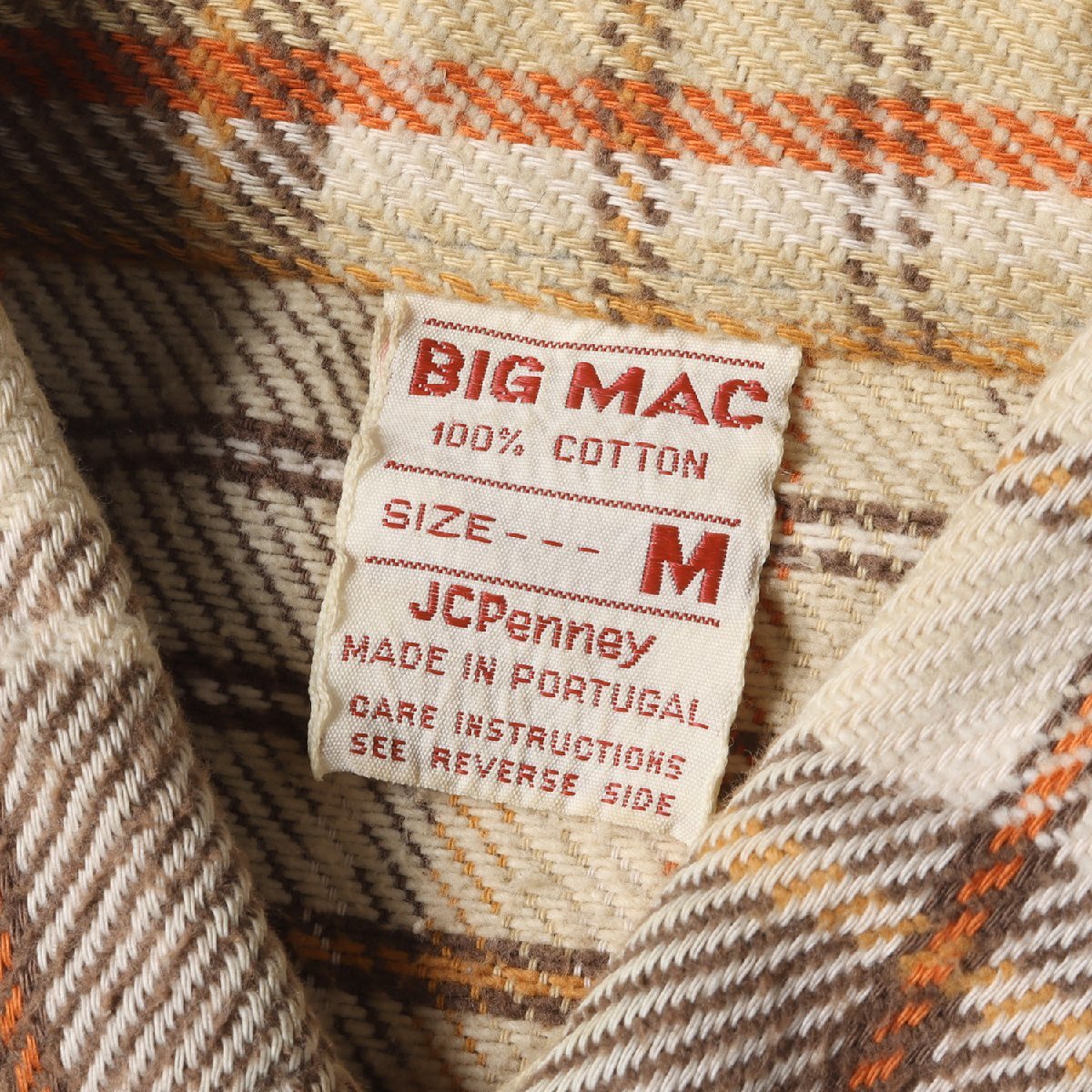 Big mac ビッグ マック シャツ サイズ:M 70s チェック ヘビーウェイト ネル シャツ ブラウン オフホワイト 70年代 ヴィンテージ 古着_画像3