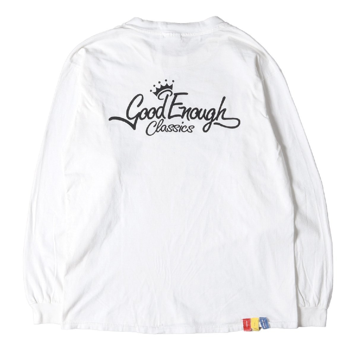 新しいスタイル ロングスリーブ クルーネック クラシックロゴ 90s サイズ:L Tシャツ グッドイナフ ENOUGH GOOD Tシャツ ホワイト Hanes 1998年モデル 長袖Tシャツ