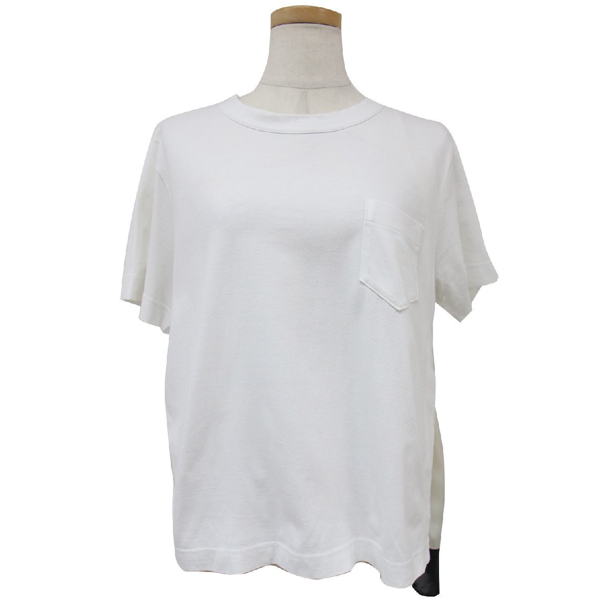 Sacai サカイ カットソー Tシャツ プルオーバー トップス カットソー ホワイト 白 2(M) 半袖 ドレープ パネル 異素材 変形 スカーフ