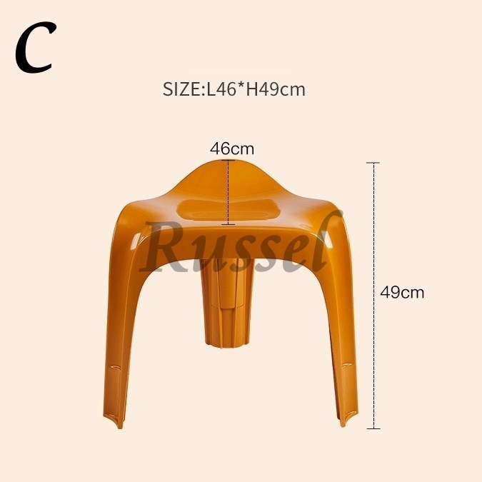 プラスチック チェア 椅子 スツール 積み重ね スタッキング シンプル 背もたれなし リビング ダイニング グリーン イエロー オレンジ_画像9