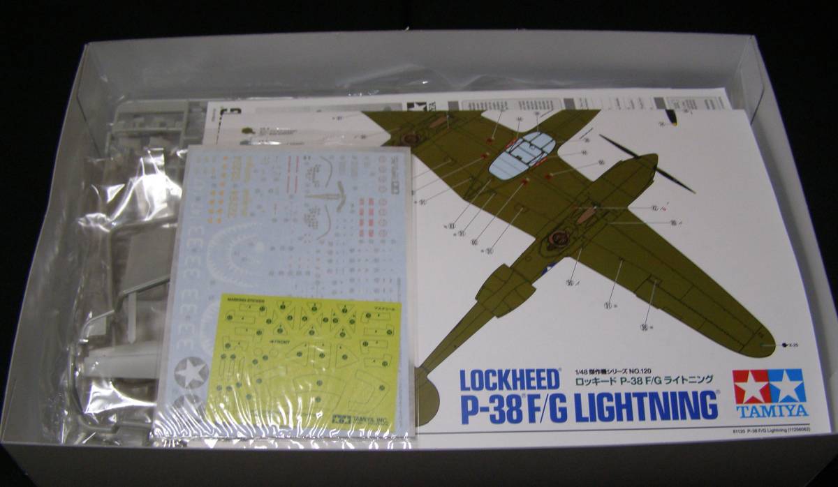 タミヤ　1/48　ロッキード P-38 F/G ライトニング　白箱_画像2