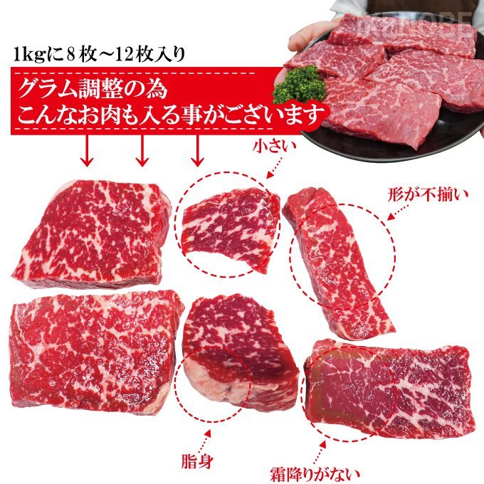 送料無料 霜降り豪州産牛肉ももステーキ1kg(8～12枚入)冷凍 2セット以上購入で増量中 黒毛和牛にも負けない旨さ 牛モモ ブロック 赤身_画像5