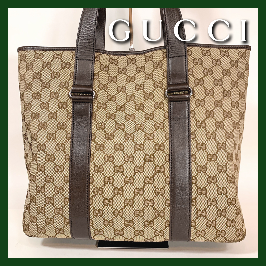 ★10,000円スタート★【GUCCI】グッチGGキャンバス×レザートートバッグ145971/200047_画像3