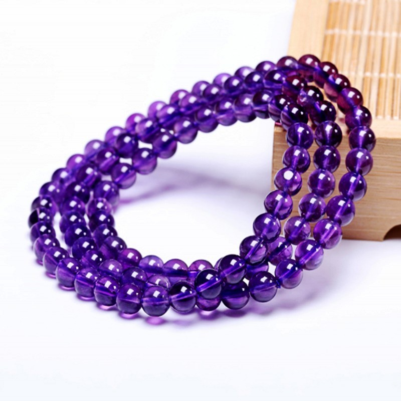 1 jpy ~ high class AAA natural stone amethyst urug I production deep purple purple crystal *3 ream bracele *5MM Power Stone high quality present new goods 