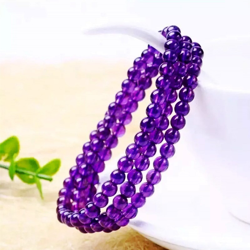 1 jpy ~ high class AAA natural stone amethyst urug I production deep purple purple crystal *3 ream bracele *5MM Power Stone high quality present new goods 