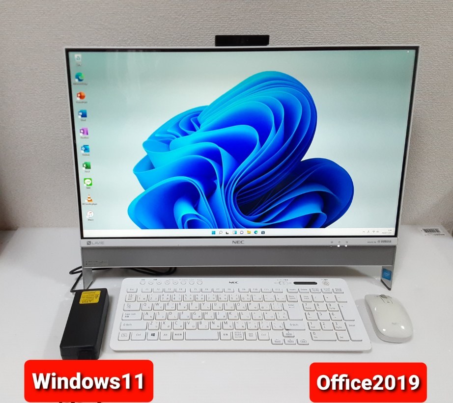 NEC 一体型パソコン Windows11 エクセル ワード パワーポイント Celeron パソコンセット☆マウス付き☆デスクトップPC Office2019_画像1