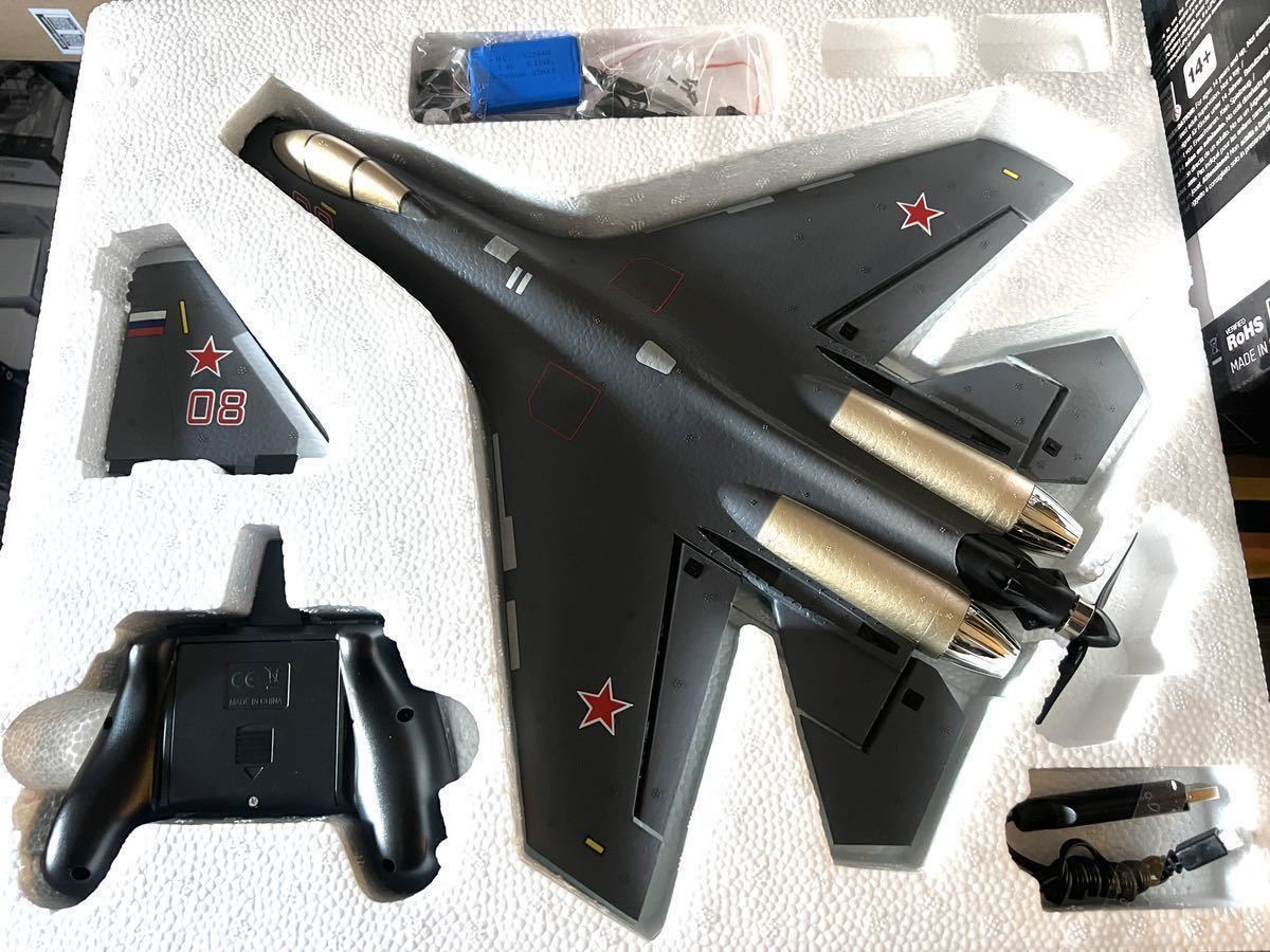 モード2 バッテリー*2 ブラシレスモーター仕様 SU-35 Flighter 4CH ラジコン RC飛行機 戦闘機 LEDライト 背面飛行 QF009pro ジャイロ 3D/6G_画像3