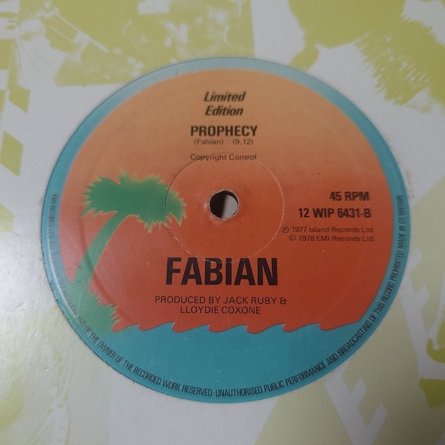 Jimmy Lindsay - Easy / Fabine - Prophecy // Island Records 12inch / Fabienne Miranda / The Commodores_画像2
