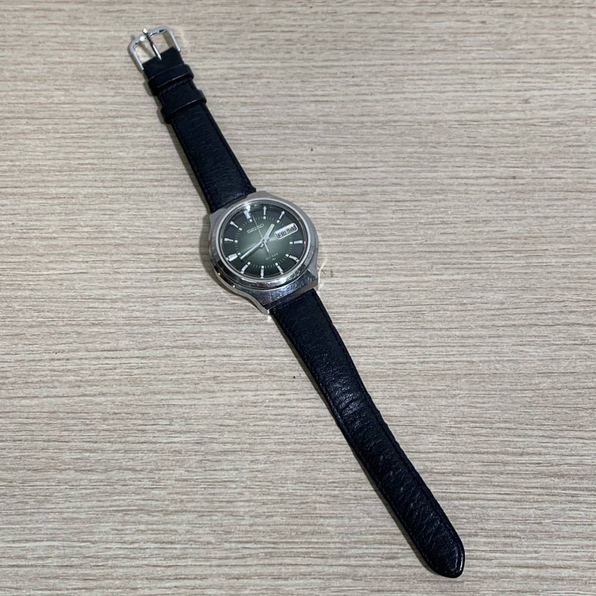 SEIKO セイコー EL-330 3303-8120 電磁テンプ 3針 デイデイト グリーン文字盤 時計 腕時計 メンズ腕時計 不動 ベルト社外_画像5