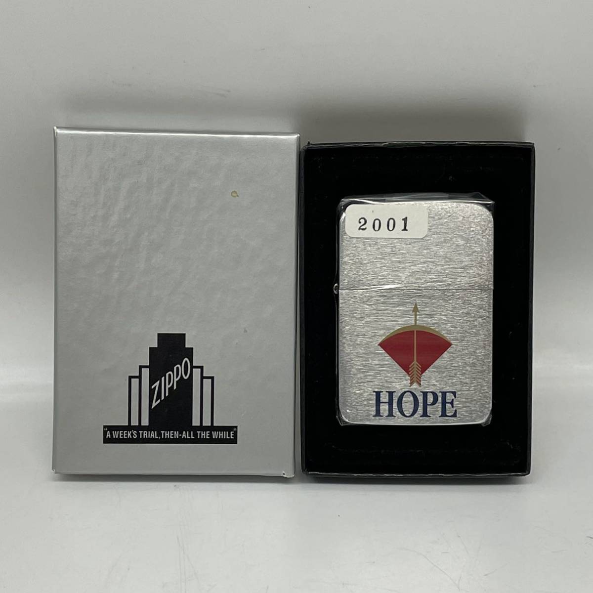 【11N18】 1円スタート ZIPPO HOPE RED / A HP ジッポ ホープ レッド 2001年 オイルライター 喫煙具 ケース付き_画像1