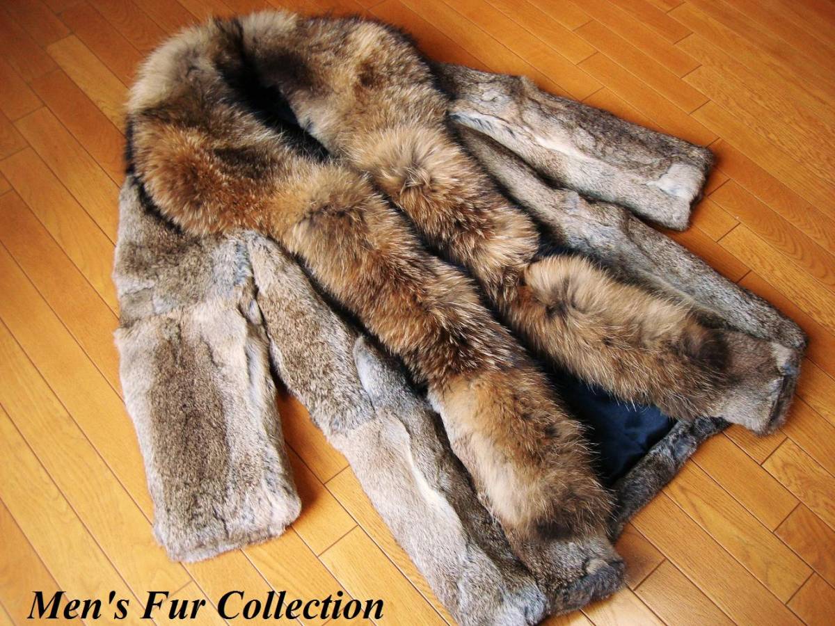  highest. luxury!...... to combined man . production make that one sheets * raccoon genuine article fur & Lapin real fur coat men's fur coat men's 