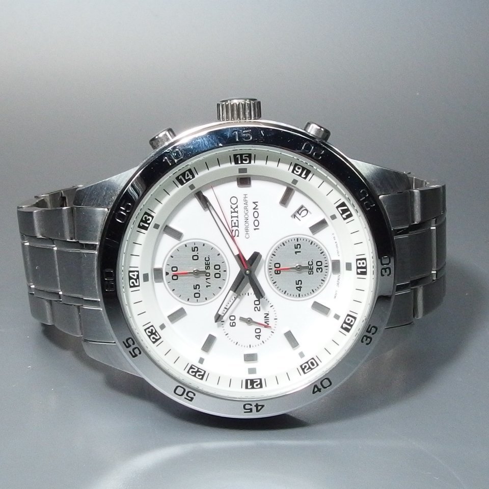 【電池交換済　美品】 SEIKO セイコー 4T57-00K0 SS クオーツ クロノグラフ シルバーカラー メンズ 腕時計「22721」_画像5