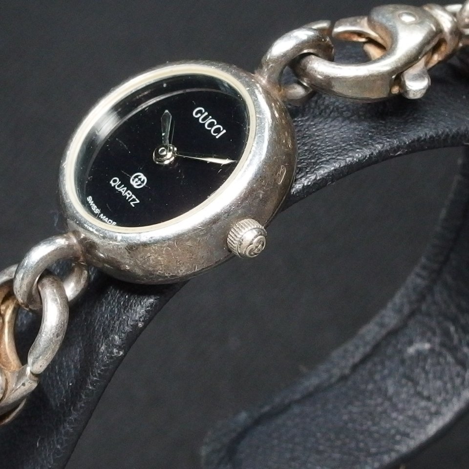* редкий Vintage * GUCCI Gucci браслет часы 2900 SV серебряный античный QZ батарейка заменена женские наручные часы [22738]