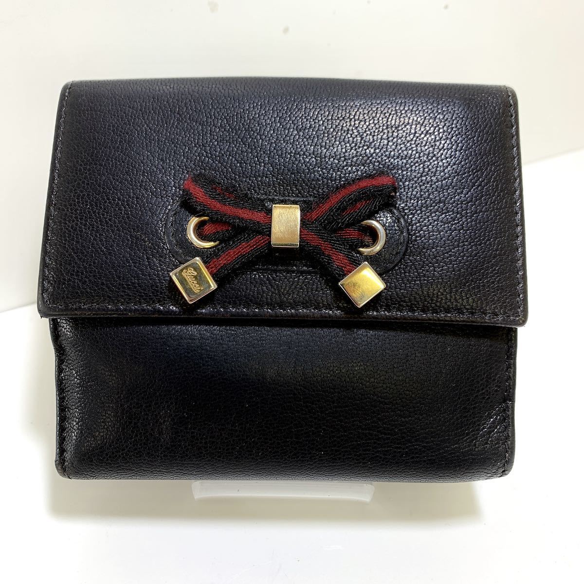 GUCCI グッチ レザー 本革 折り財布 黒 BLACK きれい 美品 高級 ブランド 有名 おすすめ 大人気 財布 コンパクトウォレット_画像1