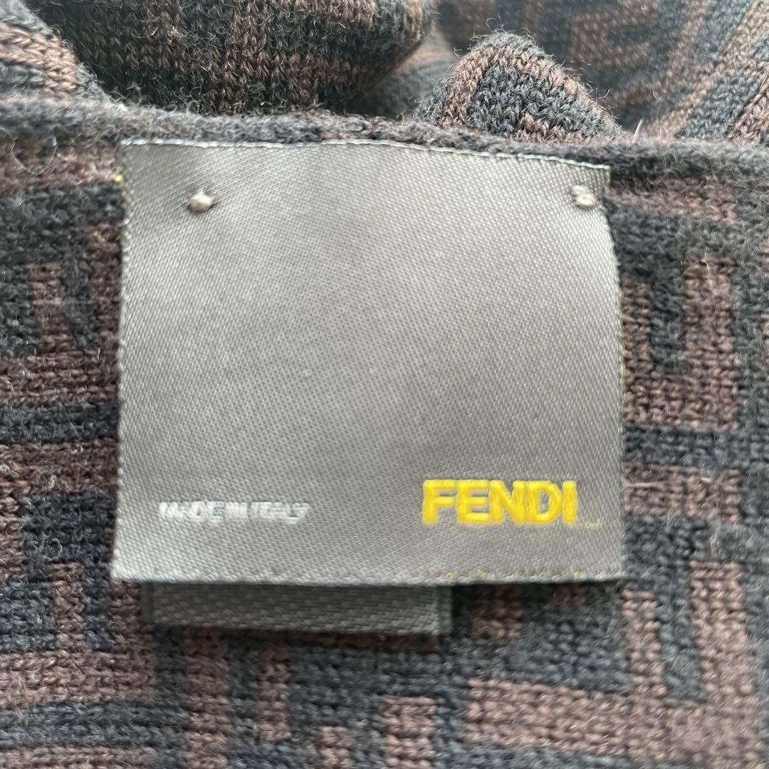 イタリア製　FENDI フェンディ　マフラー ズッカ柄　総柄　ストール　ウール　男女兼用　ブラウン_画像3