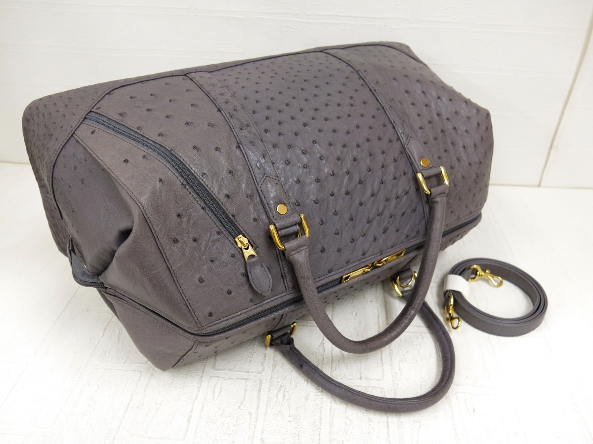 GENUINE◇オーストリッチ 本 だちょう 革◇2way ボストン ショルダー