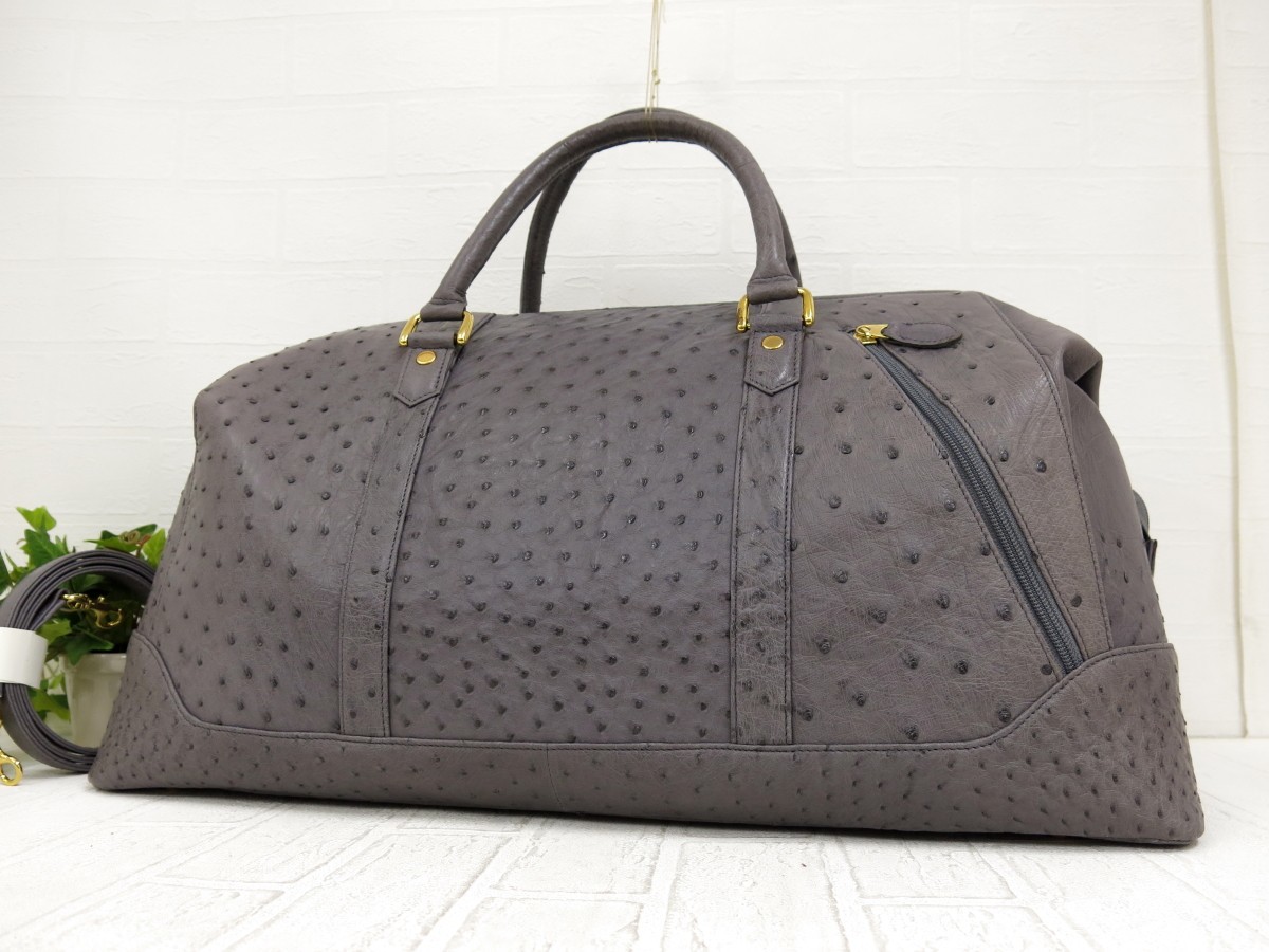 GENUINE◇オーストリッチ 本 だちょう 革◇2way ボストン ショルダー