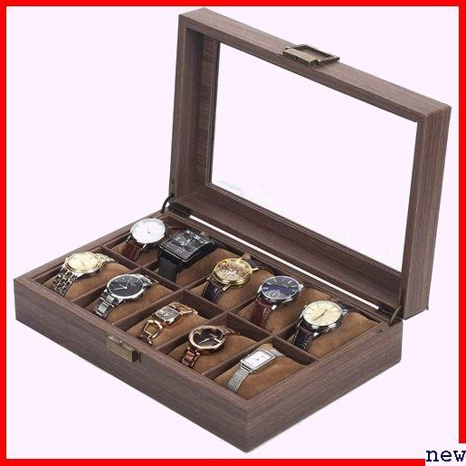 新品◆ Reodoeer 10本用 コレクションケース 腕時計収納ボックス 腕時計収納ケース 木目PU 99_画像2