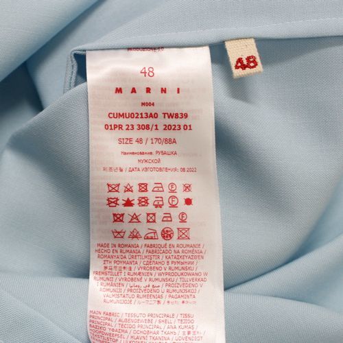 MARNI マルニ 23SS トロピカルウール オープンカラー ボーリングシャツ 48 ブルー_画像5