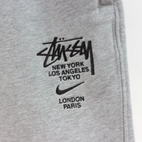 NIKE × STUSSY ナイキ ステューシー 20AW Fleece Sweat Pants ロゴ刺繍 スウェットパンツ M グレー_画像4