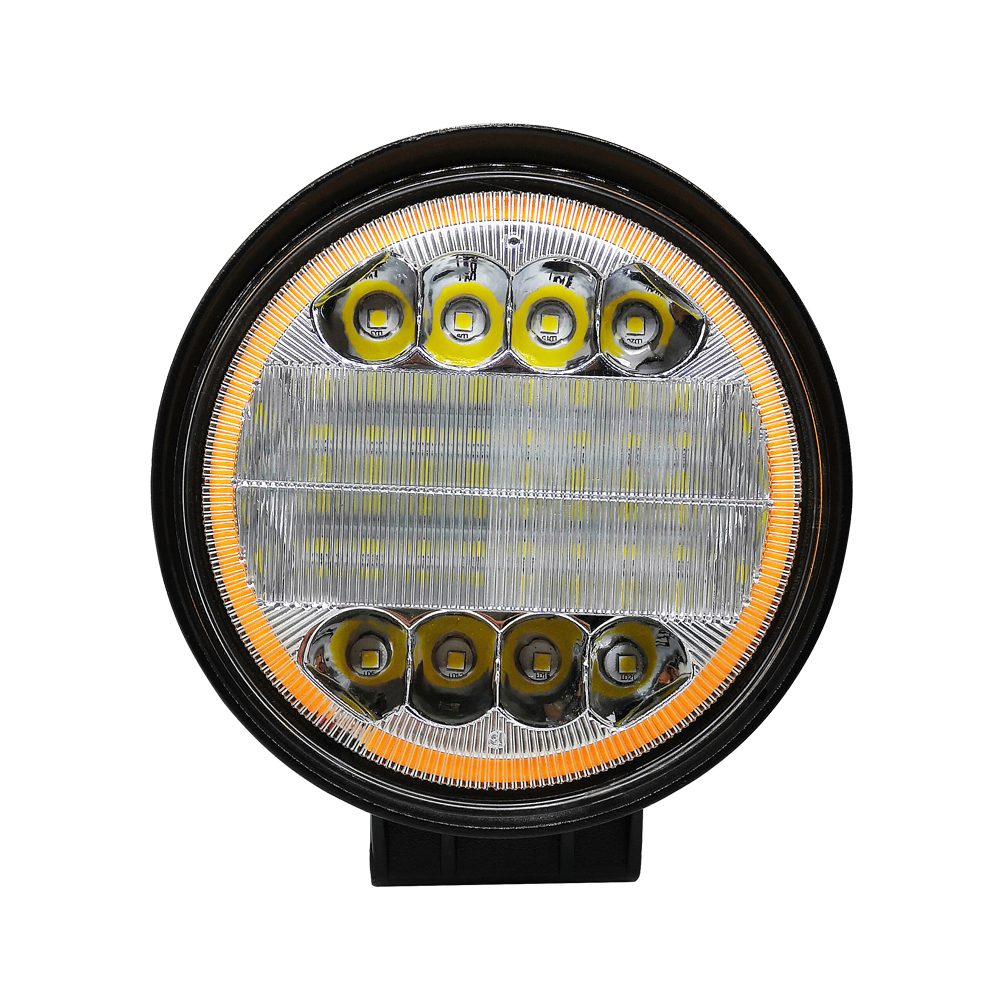 厚い 72W LED作業灯 12V 24V 広角 狭角 混合光 led投光器 ワークライト 車外灯 建築農業機械 補助灯 丸型 2個セット（ホワイト＋イエロー）_画像8