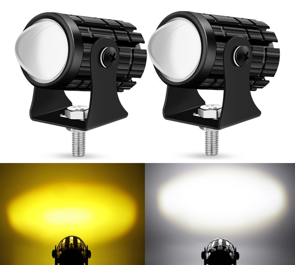 自作配線キット LEDバイクヘッドライト 補助ライト 汎用車外灯 コントロールスイッチ付き バイク フォグランプ 12V ホワイト＋イエロー切替_画像8