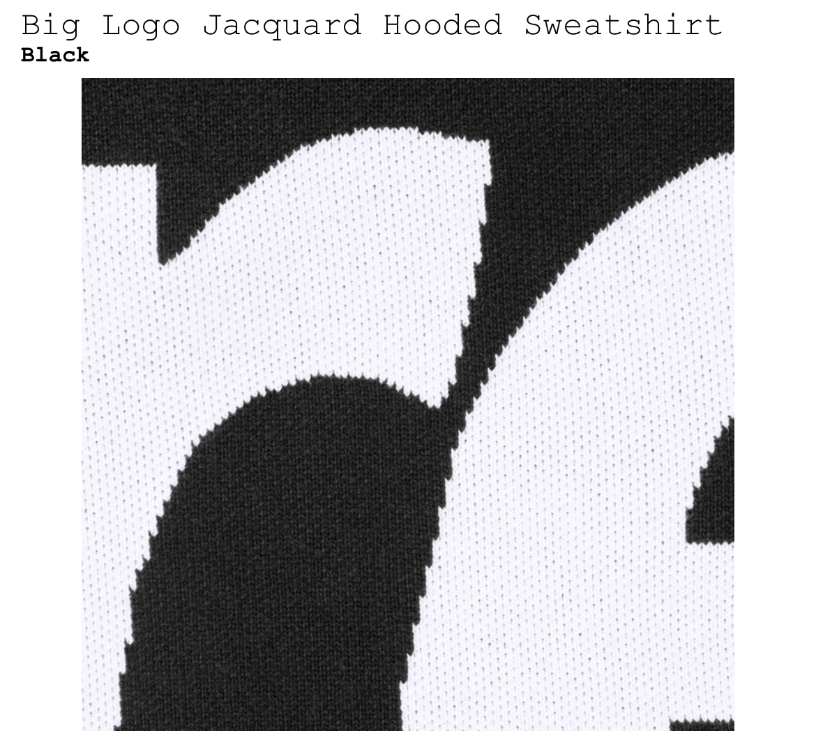 Lサイズ 新品国内正規23aw Supreme Big Logo Jacquard Hooded Sweatshirt Blackシュプリーム ビッグロゴ ジャカード パーカー ブラック黒_画像3