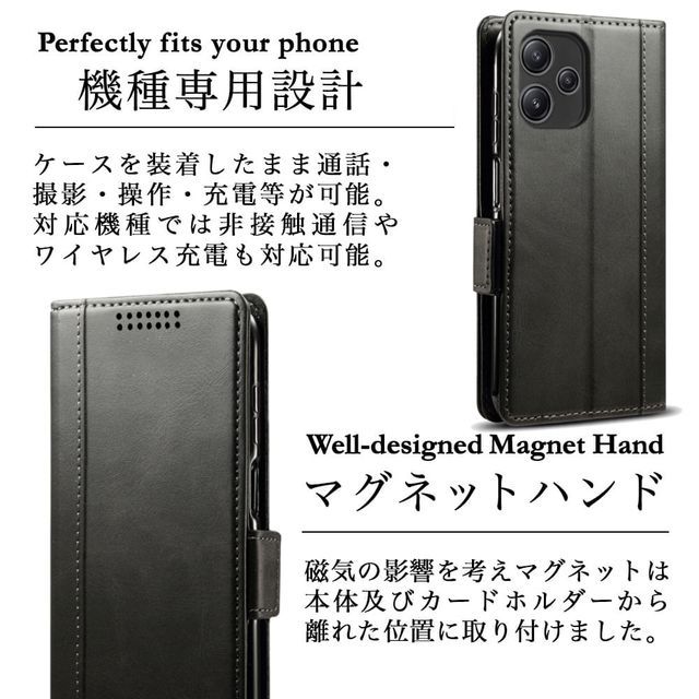 送料無料★Redmi 12 5G レザーケース XIG03 手帳型 カバー★Black _画像5