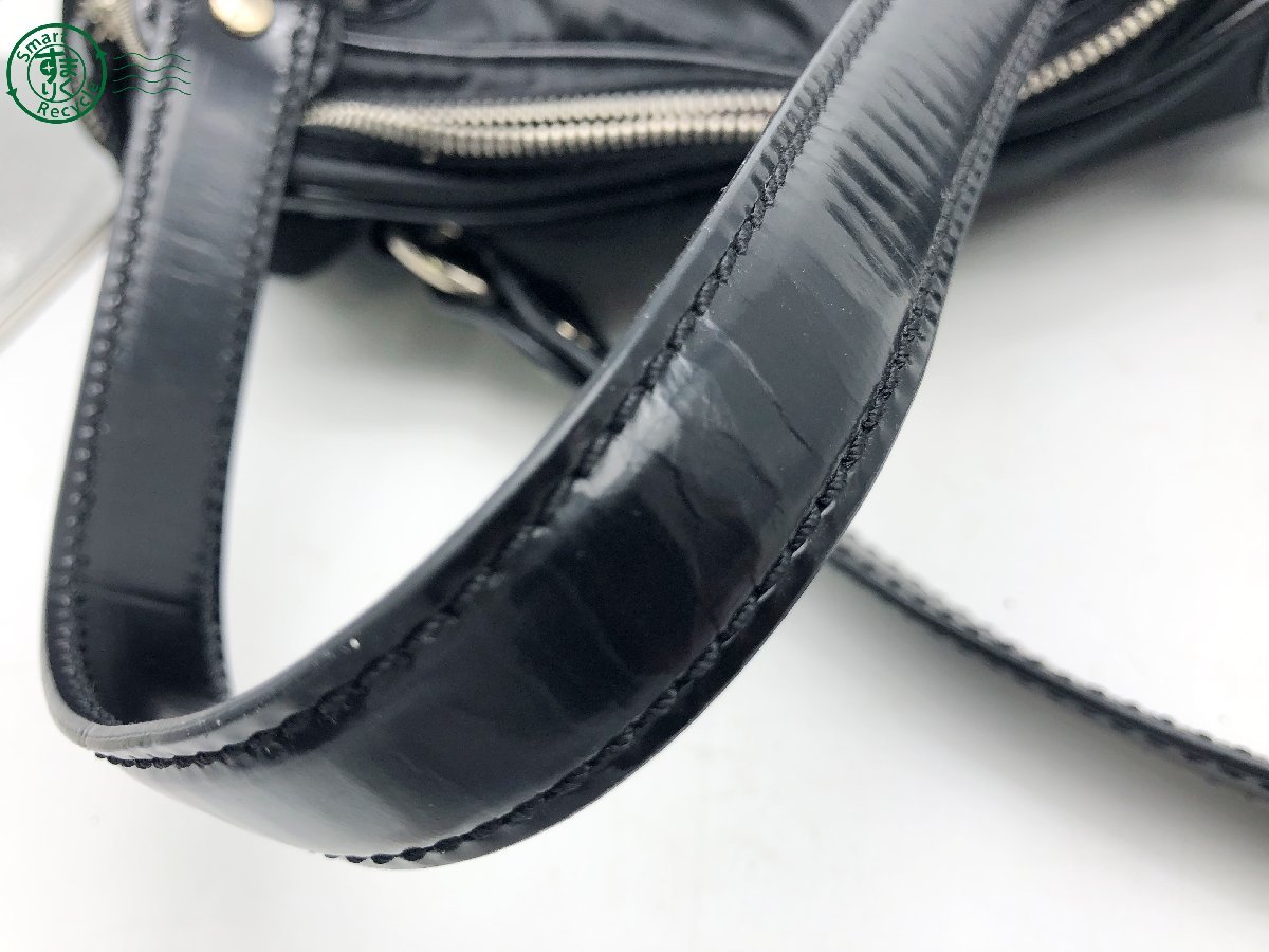 11280481　▽ TODs トッズ レザー Genuine leather 本革 トートバッグ ハンドバッグ エナメル 黒 ブラック レディース 中古品 ヴィンテージ_画像8