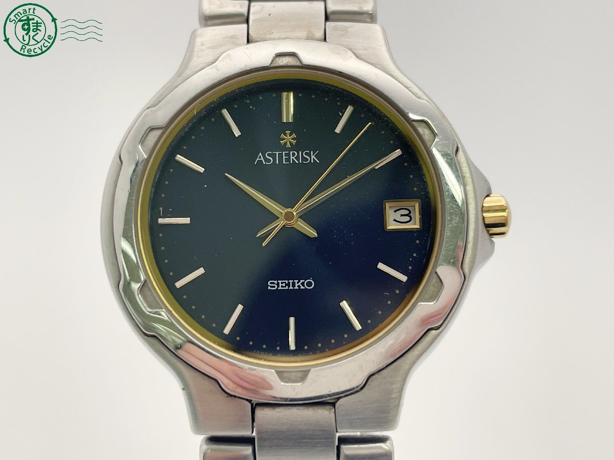 11311349　＃ SEIKO セイコー ASTERISK アスタリスク 8N45-6010 クォーツ デイト 腕時計 ネイビー文字盤 純正ベルト ヴィンテージ_画像1