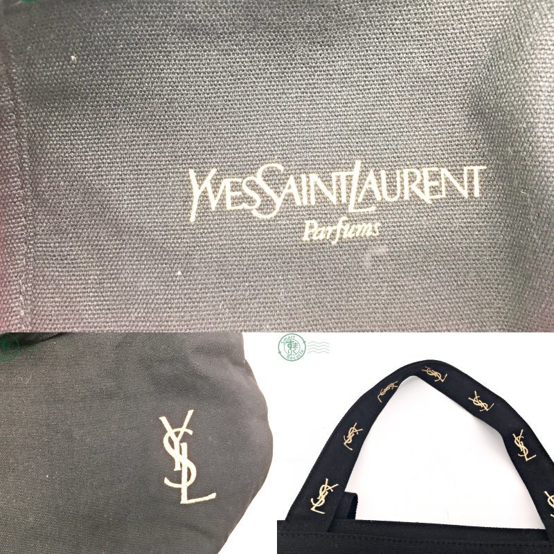 11311185　☆Yves Saint Laurent イヴ サンローラン トートバッグ キャンバス ブラック ゴールドロゴ レディース 中古品_画像6