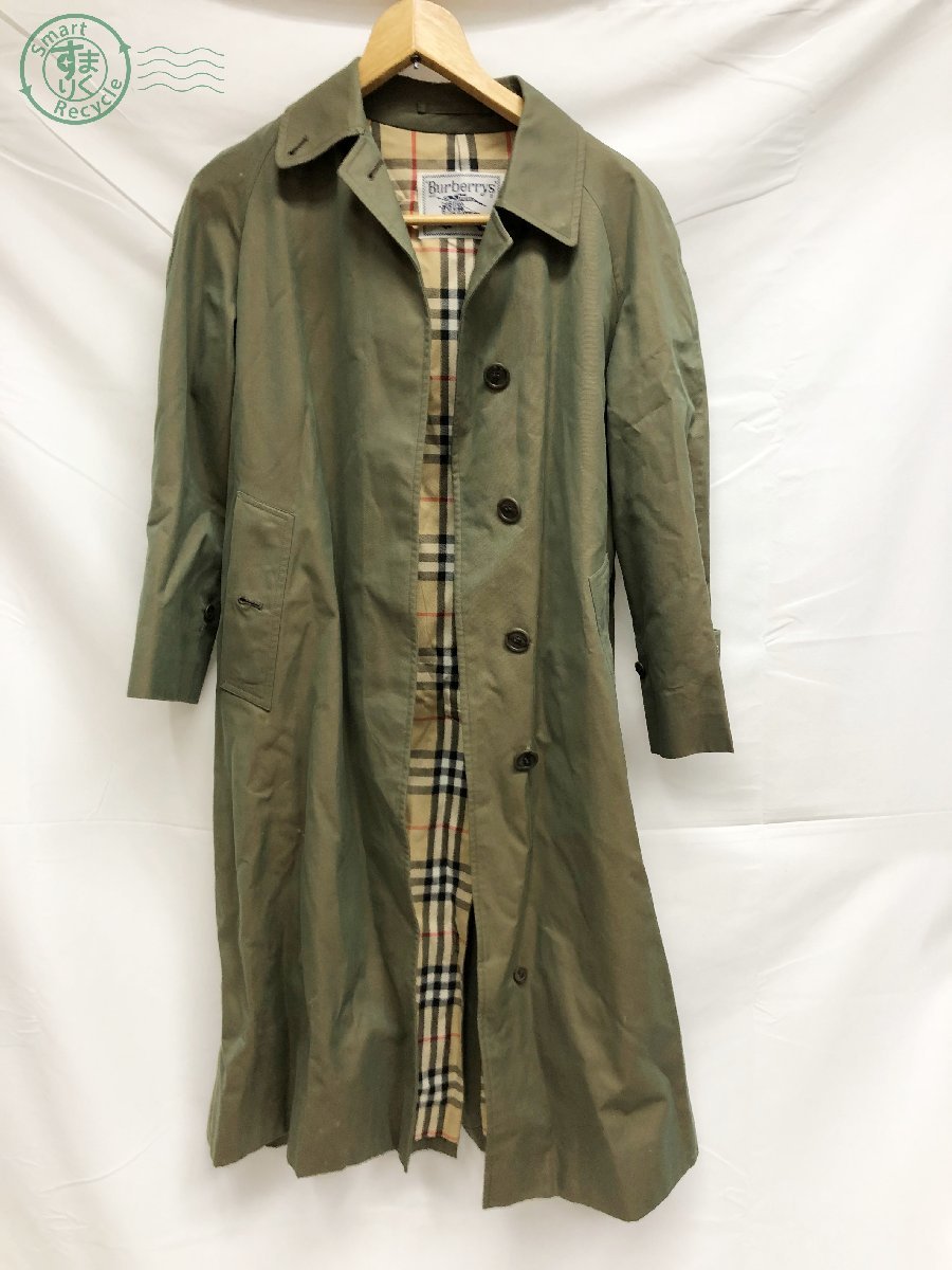 11322275　▽ Burberrys BURBERRY バーバリー トレンチコート ノバチェック 緑 カーキ色 サイズ表記 Sサイズ レディース 女性 中古_画像2