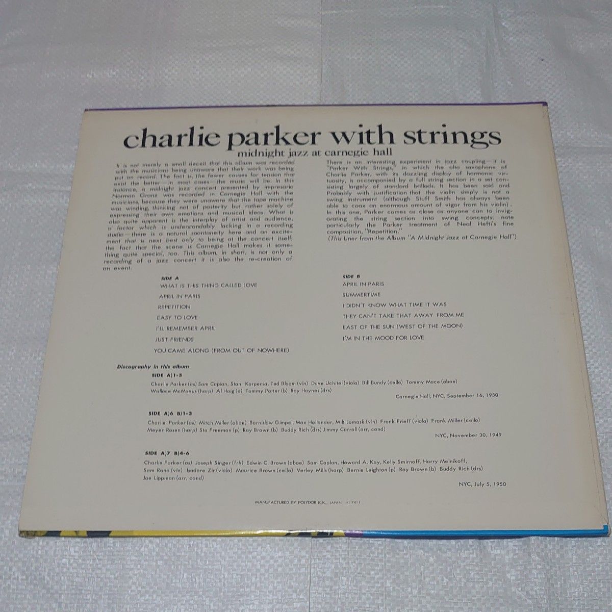 charlie parker  with strings   LP 盤