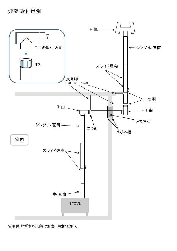 ★１０６ミリ煙突用 メガネ石無し★煙突セット.薪ストーブ.ダルマストーブ_画像4