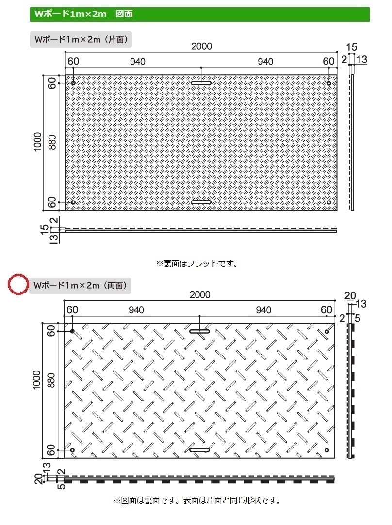 C1【二本松定#980ヨサ050901-9】プラスチック樹脂製敷板Wボード片面 黒/灰/緑 910×1820×15mm厚 工事用 送料無料!離島除く_画像6