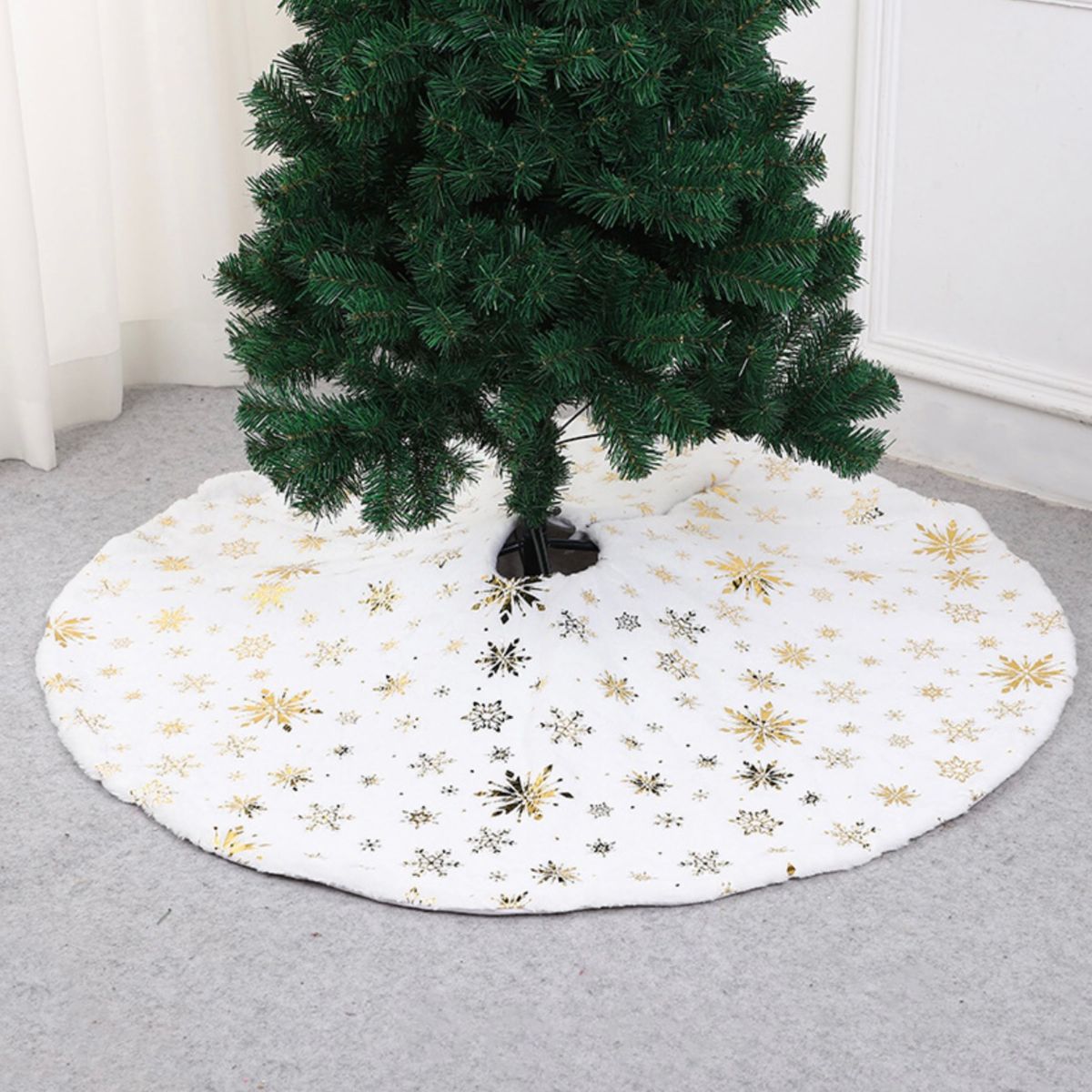 ツリースカート 78cm クリスマスツリー 足元隠し 装飾 ツリーマット ゴールド 金 白 プレゼント 雪 結晶