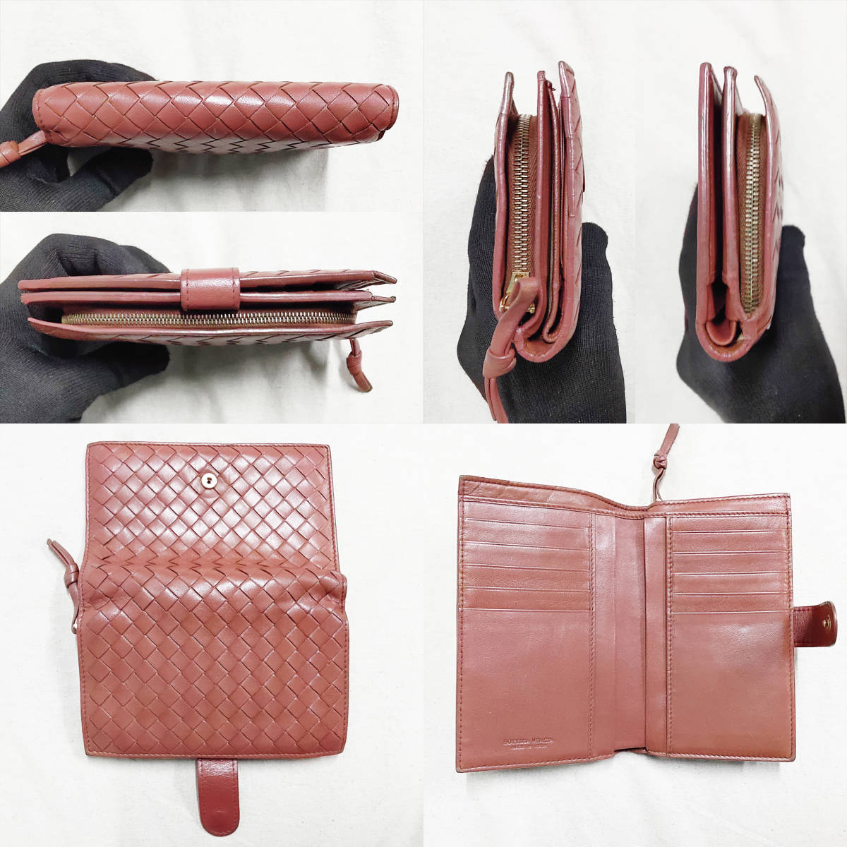 【1円スタート】 定番 ボッテガヴェネタ 折り財布 ラウンドファスナー BOTTEGA VENETA イントレチャート ブラウン_画像5