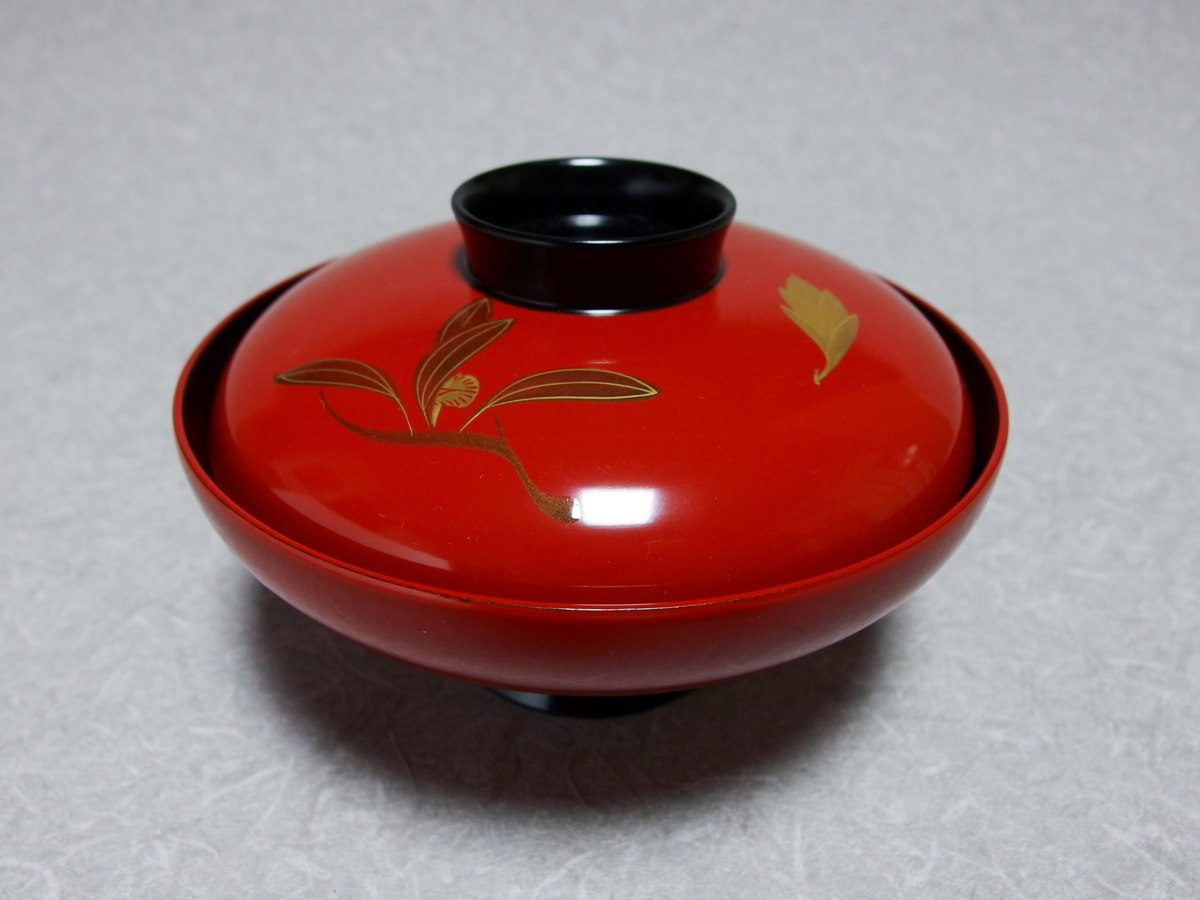  Echizen . thing bowl hand ..[ gold paint lacqering . inside black two . orchid cover attaching . thing bowl 7 customer .] tea . stone soup bowl Japanese-style tableware tradition industrial arts cover attaching bowl 