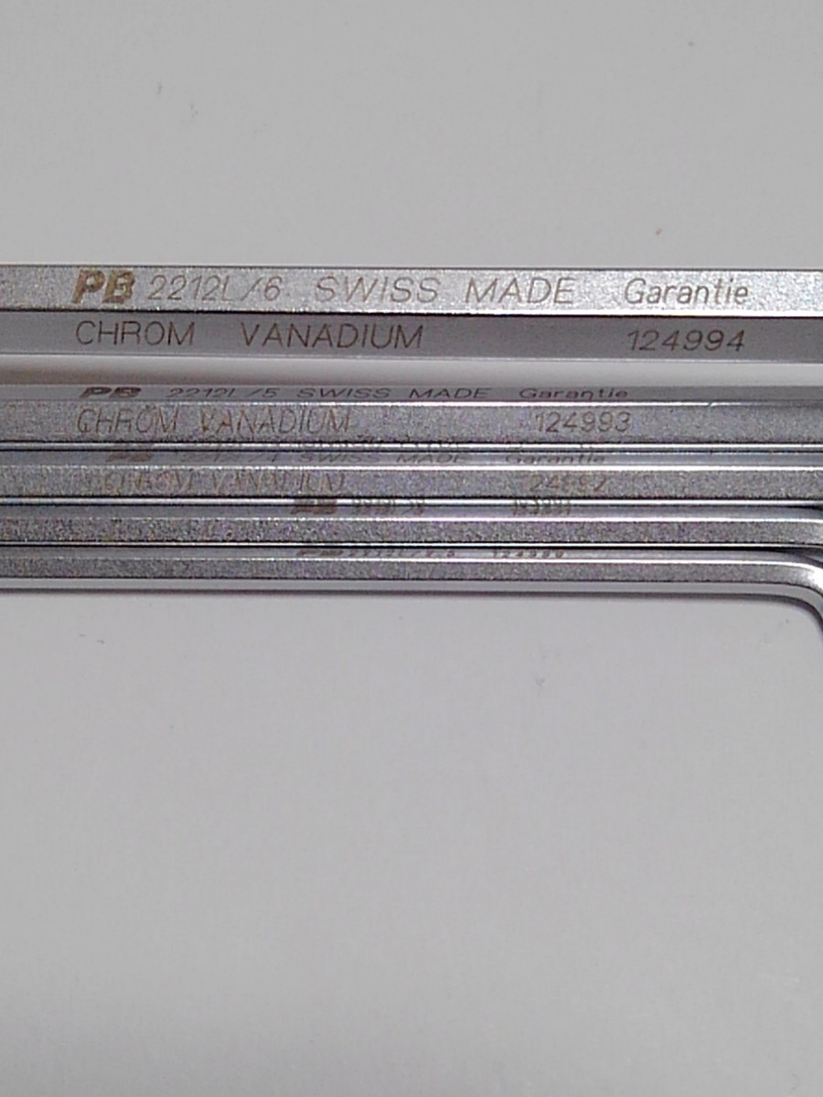 PB SWISS TOOLS 6角レンチ 7本組 ～ロングBP付き 2212L シリーズ と BP無し 210 シリーズ + 他社ホルダー 【スイス製】_画像4