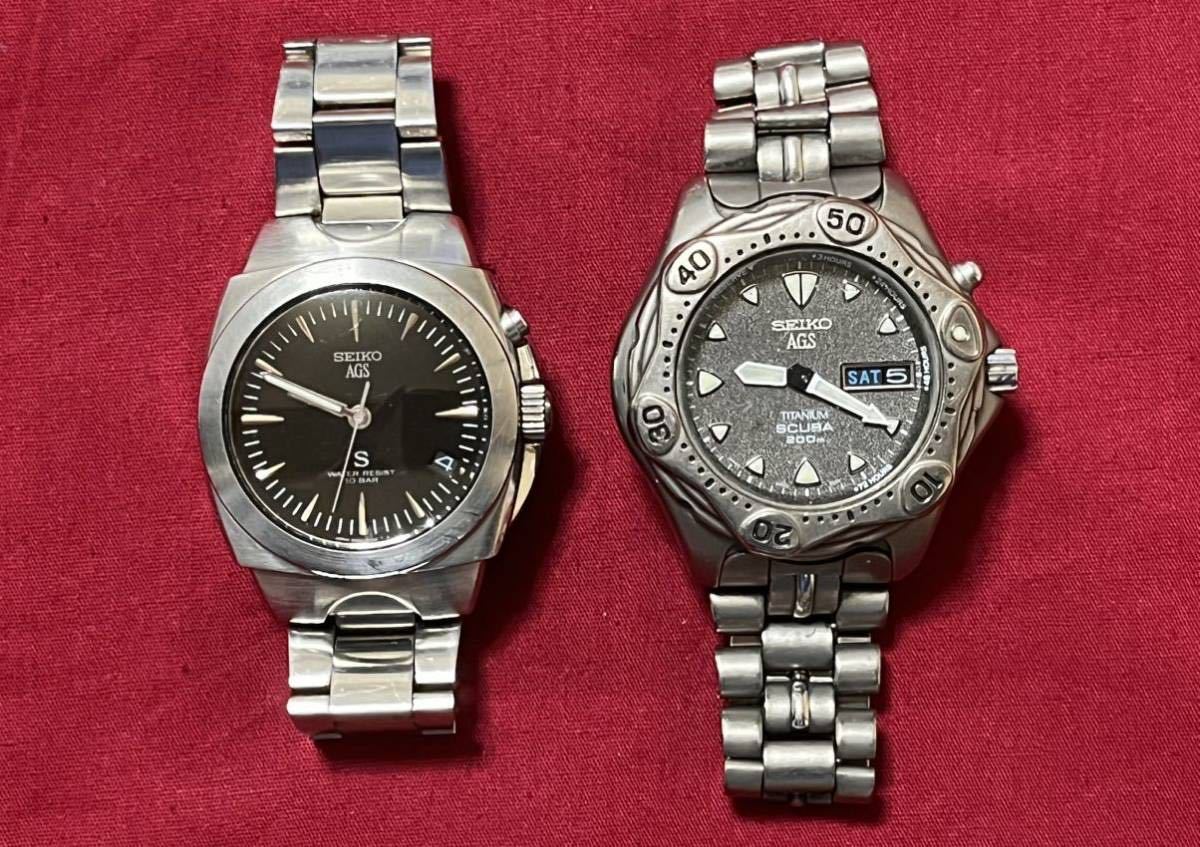 SEIKO セイコー AGS 5M42-0E50 / 5M23-7A31 クォーツ ジャンク メンズ 腕時計_画像1