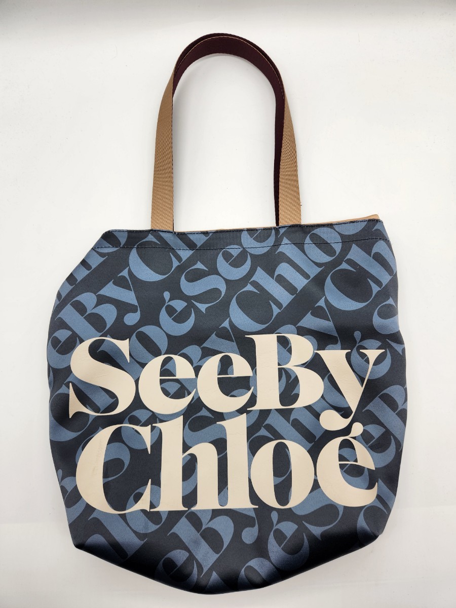  прекрасный товар See by Chloe See by Chloe атлас bai цвет мешочек Logo ручная сумочка большая сумка голубой женский Logo атлас большая сумка 